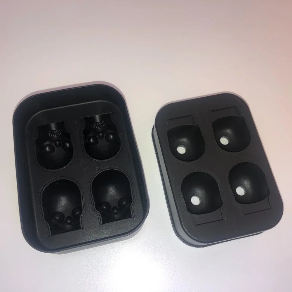 3D Black Skull‎ Ice Cube Tray or Mold Silicone
